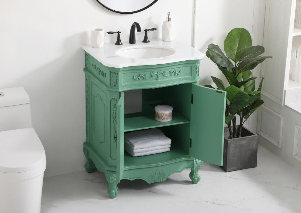 Bathroom Vanity, Vintage Mint, 27", Single Sink