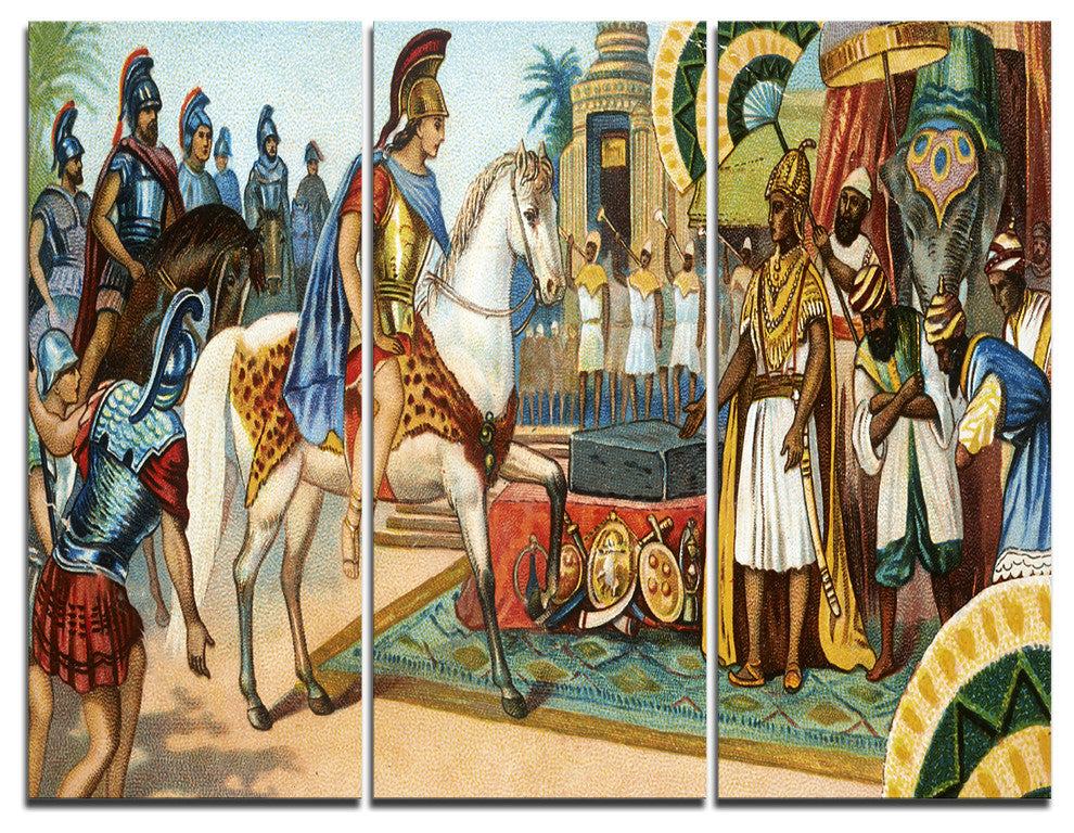 "Ancient Historical Illustration" Portrait Canvas Art Print, 3 Panels, 36"x28"