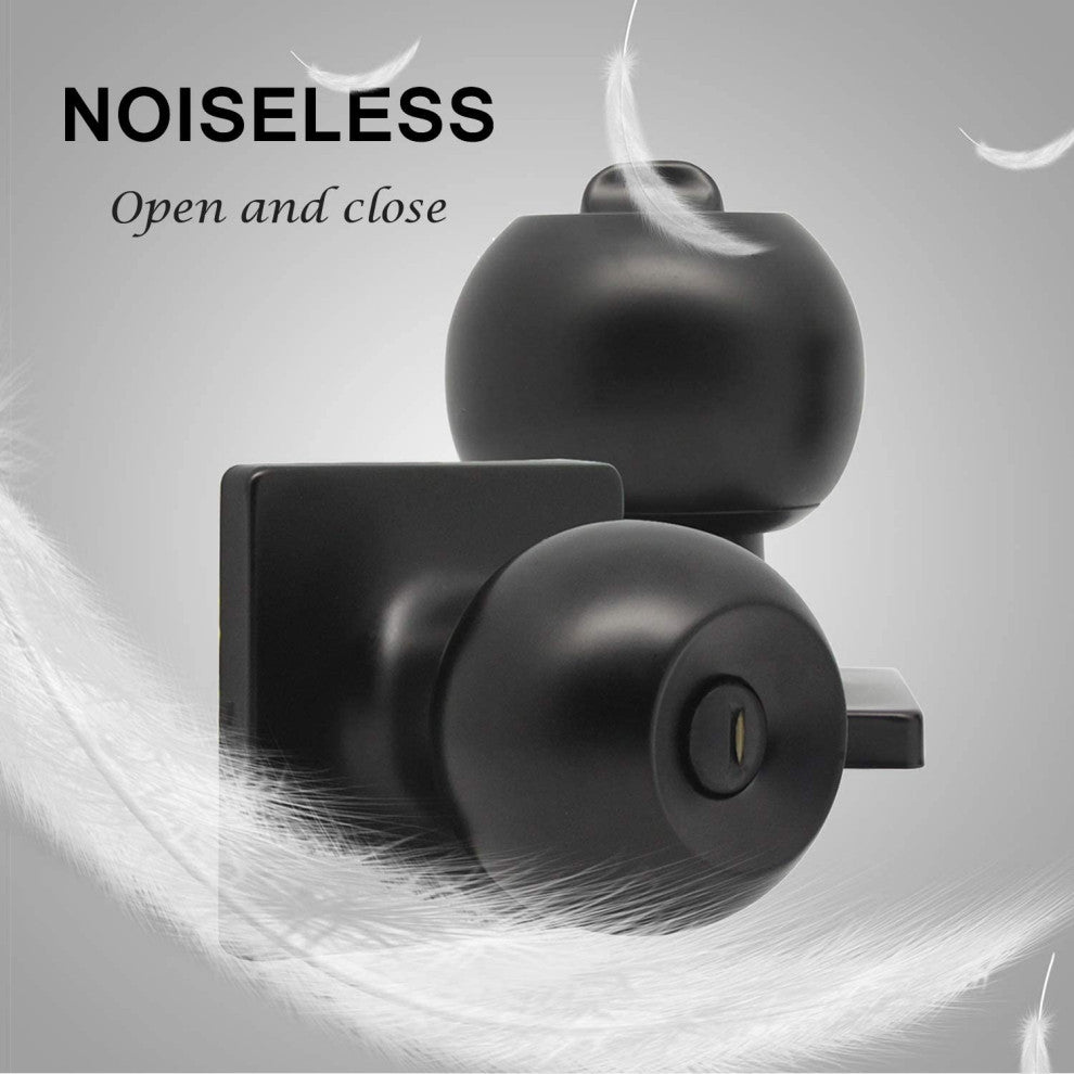 Matte Black Privacy Door Knobs with Square Rosette, 1 Piece