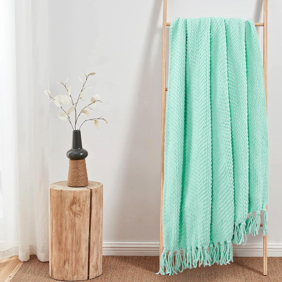 Tweed Knitted Throw Blanket, Bay, 50"x60"