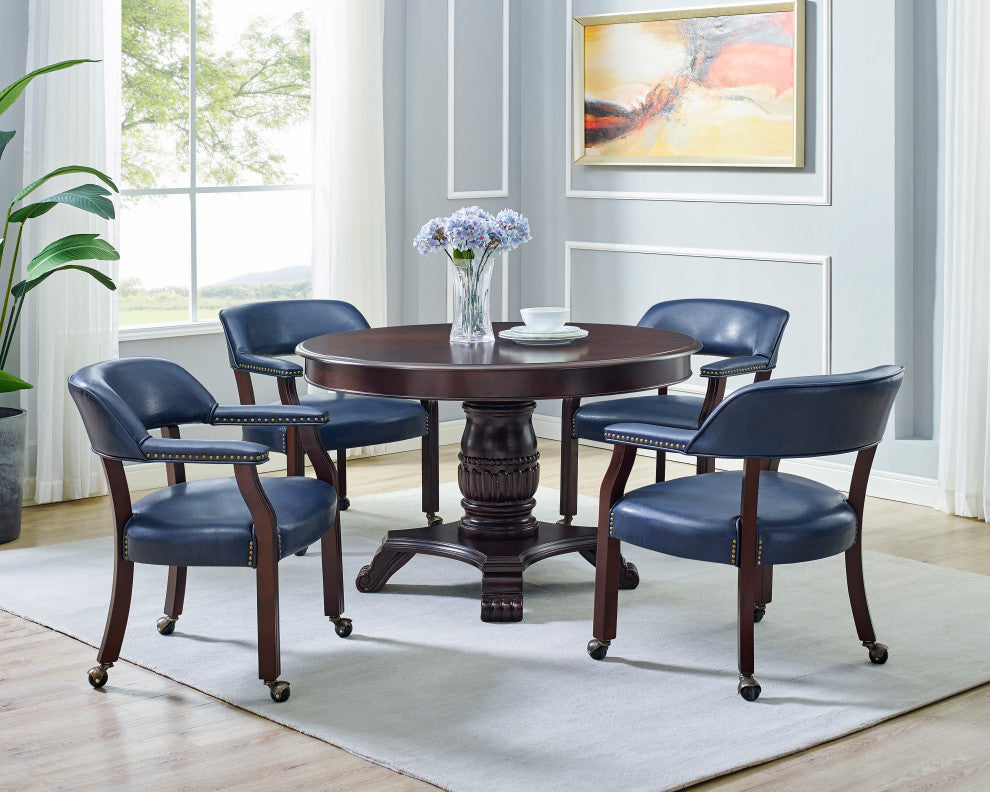 Tournament Arm Chair With Casters, Navy
