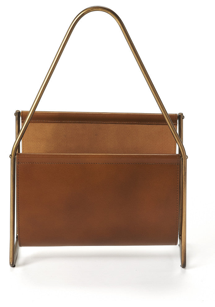 Rupert Leather Magazine Basket