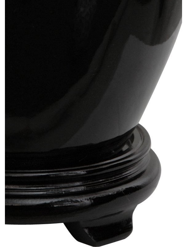 11" Solid Black Porcelain Vase Jar