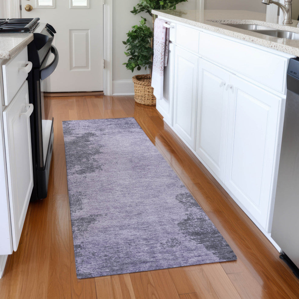 Machine Washable Indoor/Outdoor Chantille ACN1902 Purple 2'3" x 7'6" Runner Rug