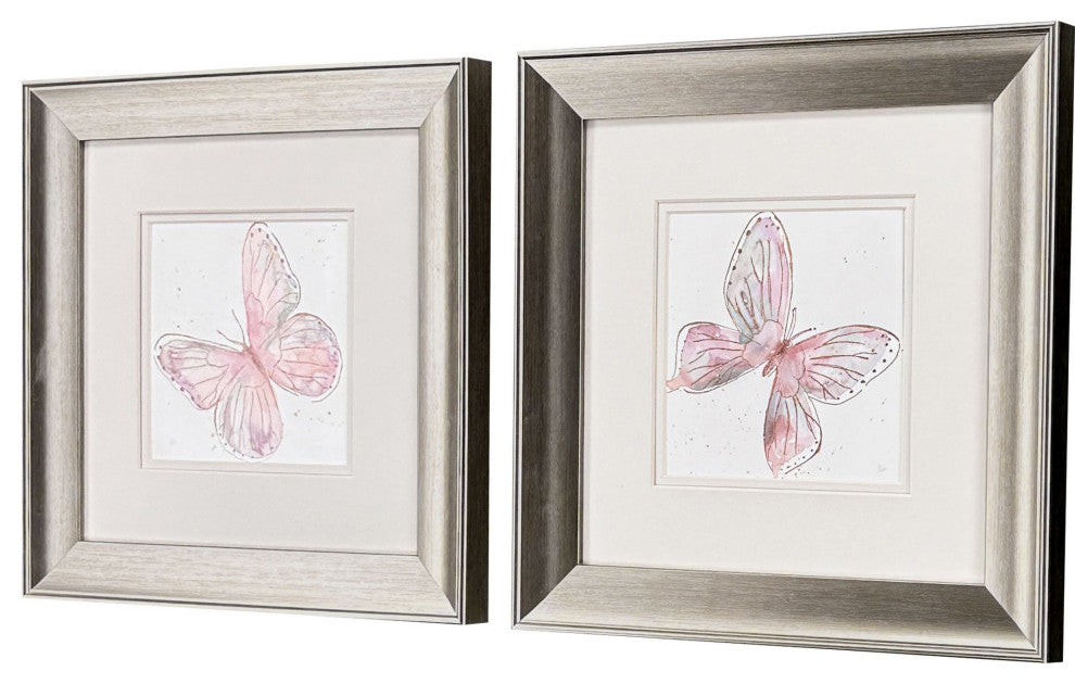 Blush Butterfly Framed Art, 2-Piece Set