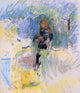 Berthe Morisot Young Woman Holding a Dog in Her Arms - 20" x 25" Premium Canvas