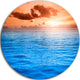 Brilliant Blue Waters Under Sunset, Seashore Round Metal Wall Art, 36"