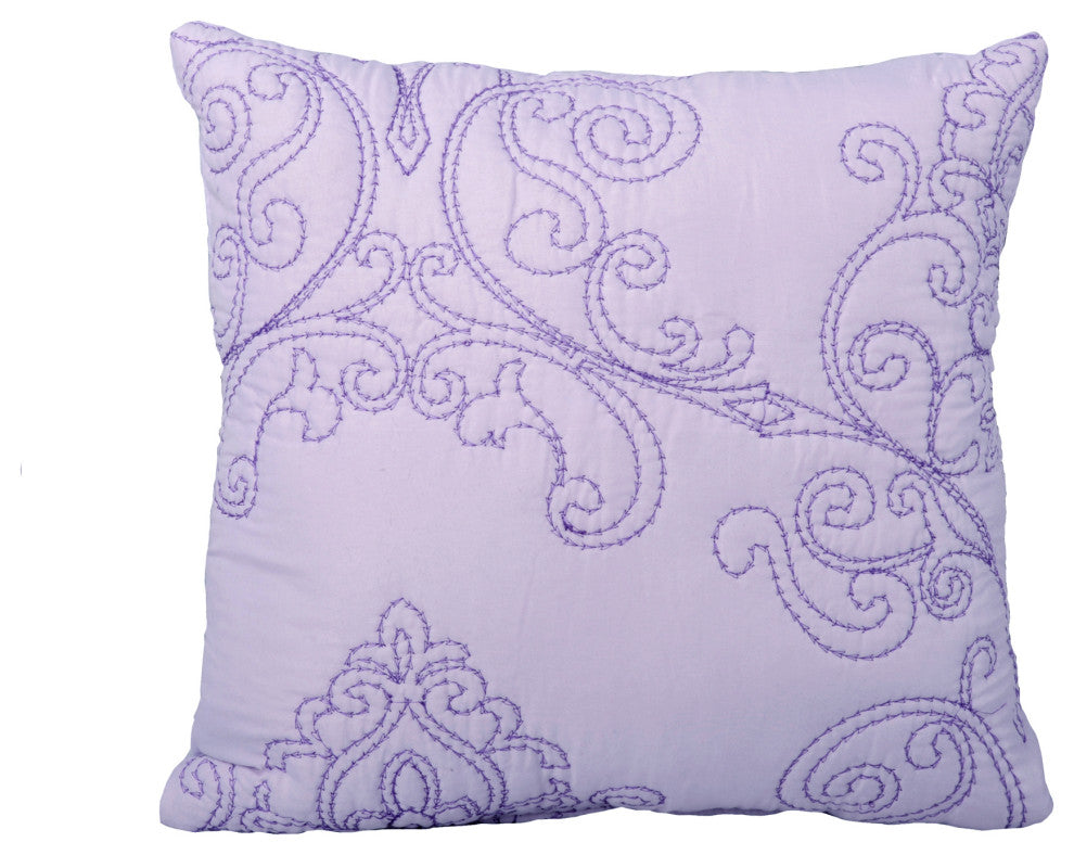 Damask Embroidered Quilted 4 Piece Bed Spread Sets, Lavender, King