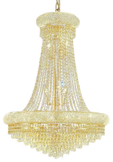 Elegant Primo Dining Room Light, Gold Finish With Royal Cut Crystal