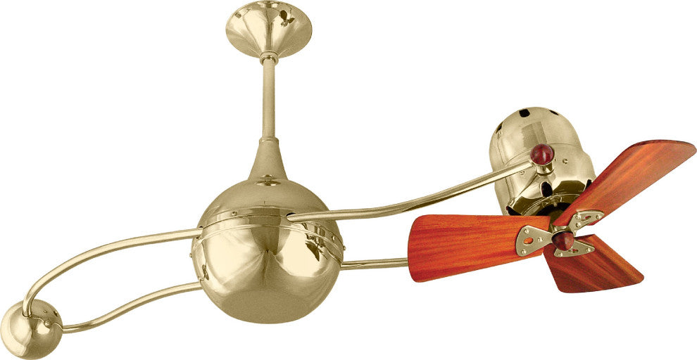 Brisa 2000 Rotational Ceiling Fan With Mahogany Blades, Polished Brass