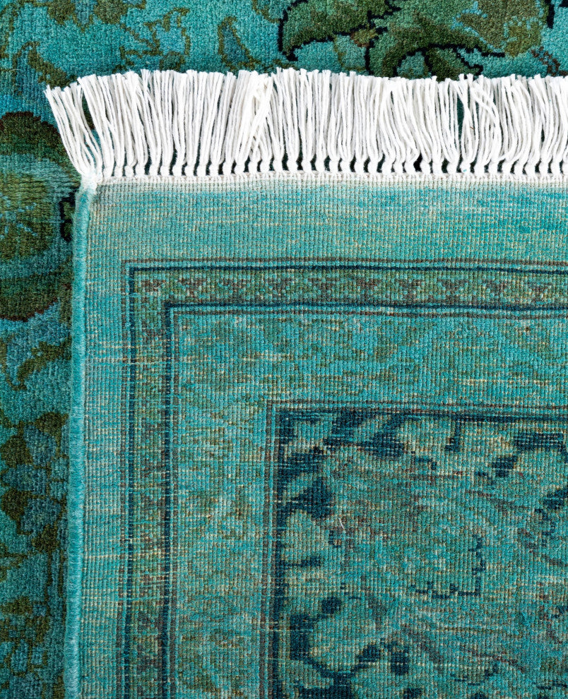Overdyed One-of-a-Kind Hand-Knotted Area Rug Green, 6' 1" x 6' 3"