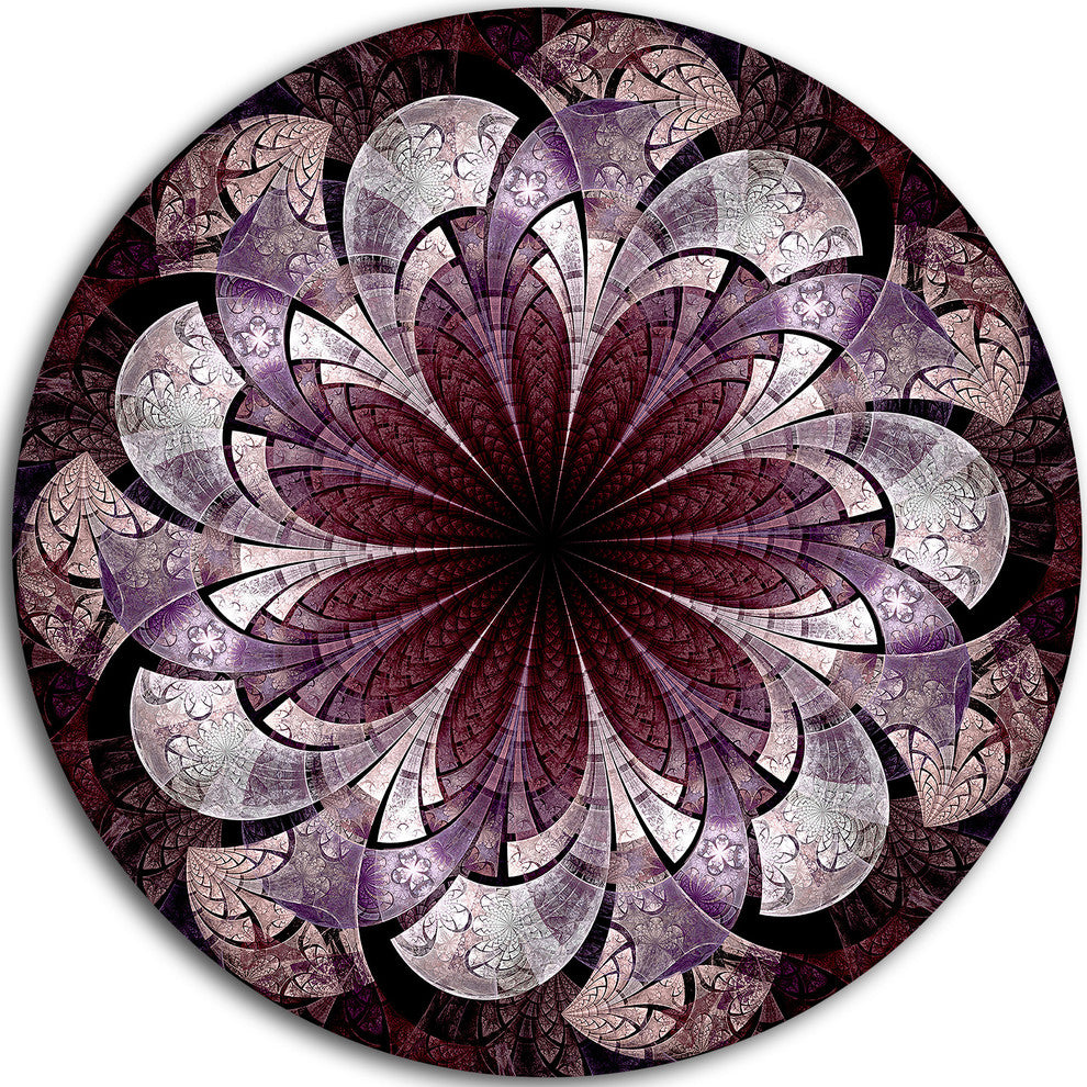 Soft Pink Digital Art Fractal Flower, Floral Disc Metal Artwork, 11"