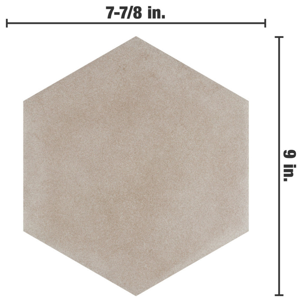 Matter Hex Taupe Porcelain Floor and Wall Tile