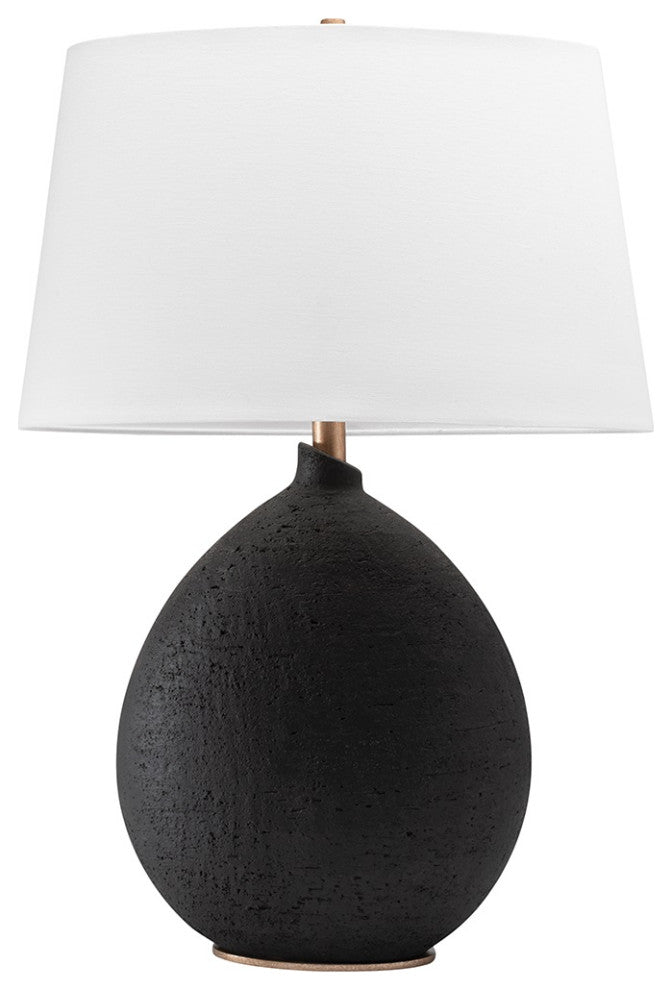 Denali 1 Light Table Lamp, Black Finish, White Belgian Shade