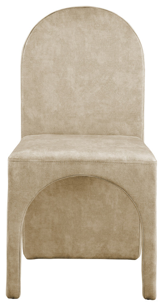 Summer Velvet Upholstered Dining Arm Chair (Set of 2), Beige, Side Chair