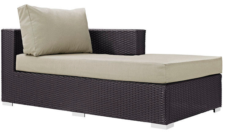 Espresso Beige Convene Outdoor Patio Fabric Right Arm Chaise