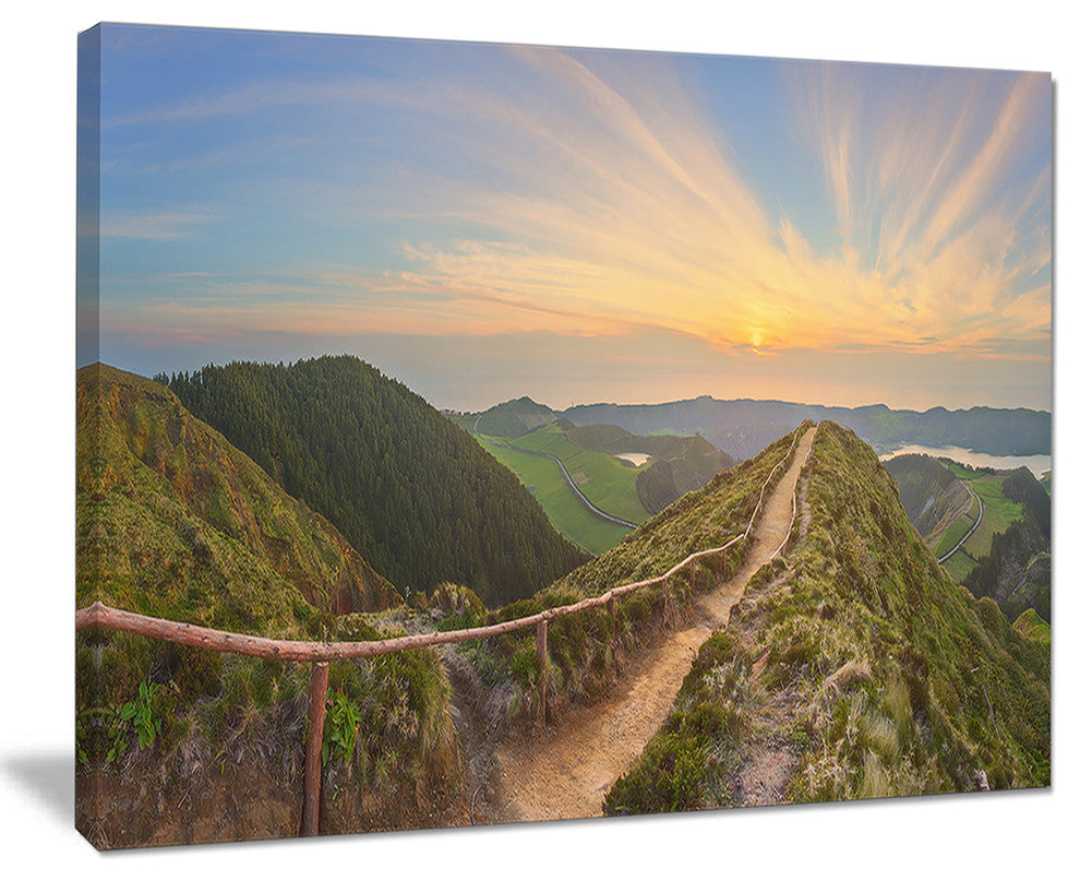 "Hiking Trail And Beautiful Lakes" Landscape Wall Art, 20"x12"