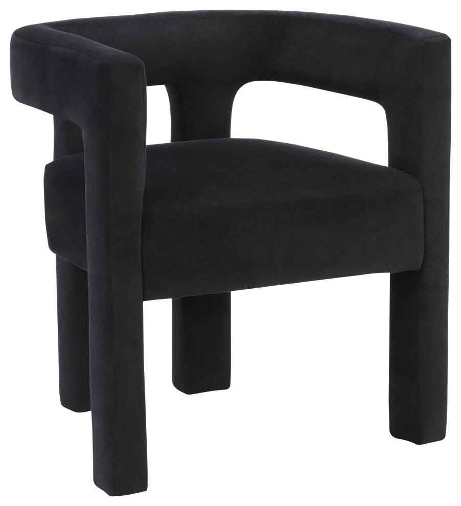 Athena Velvet Upholstered Dining Chair, Black