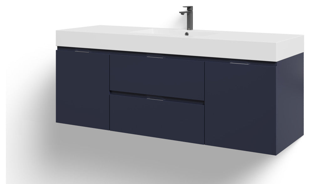 Boutique Bath Vanity, Blue, 60", Single Sink, Freestanding