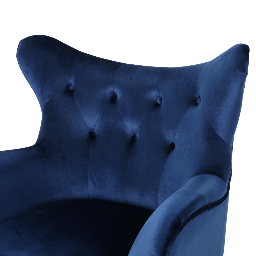 GDF Studio Ashton Mid Century New Velvet Armchair, Navy Blue