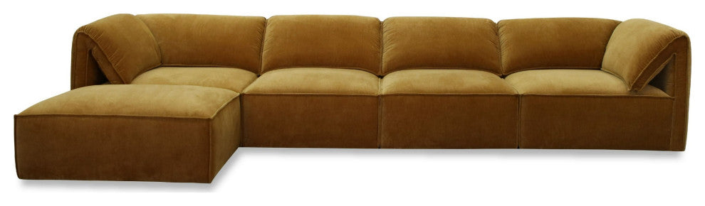 Divani Casa Gene Modern Ochre Fabric Modular Corner Sectional Seat