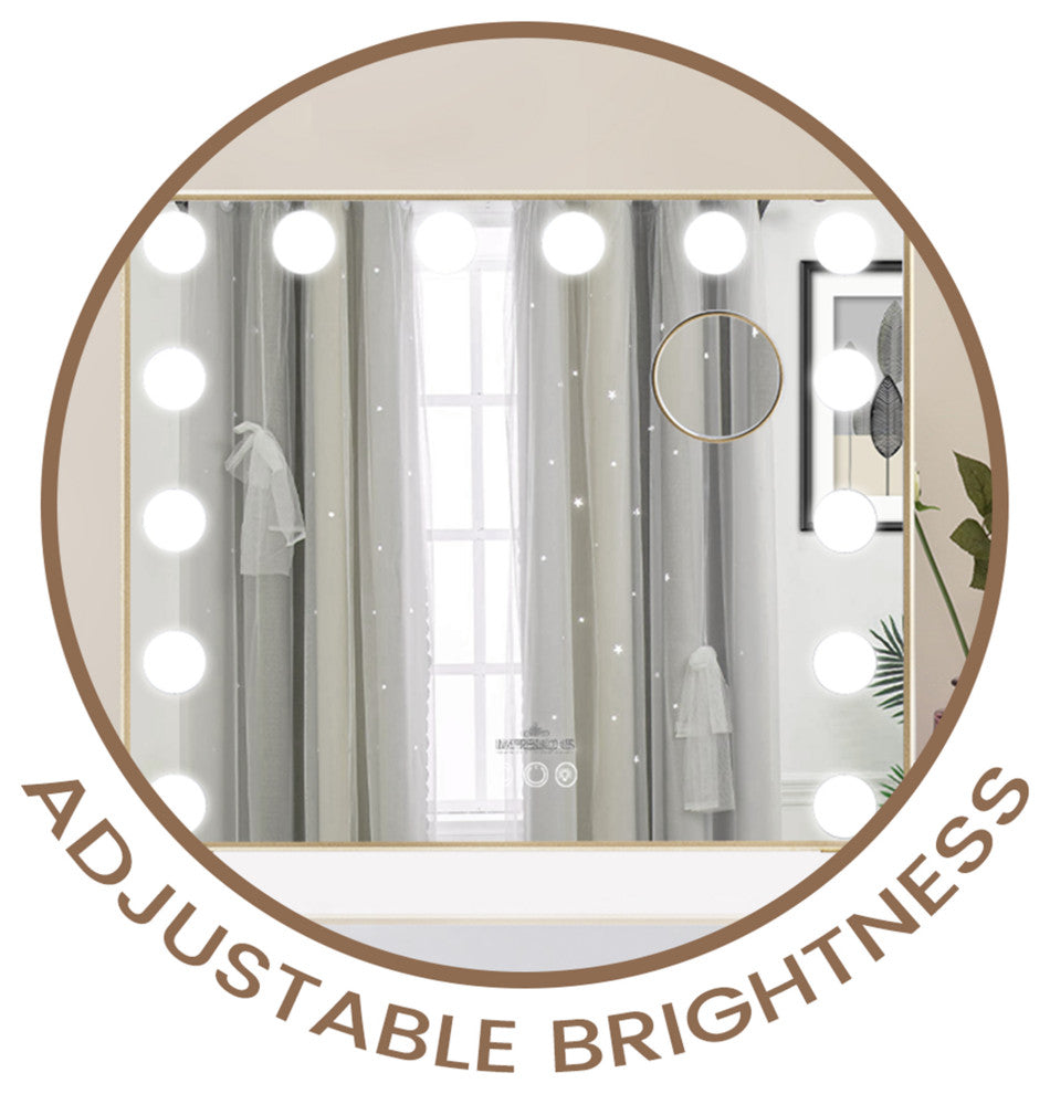 Hollywood Tri Tone Plus Makeup Mirror, Champagne Gold