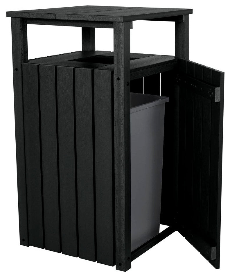 Commercial Trash Can With Hood, Black