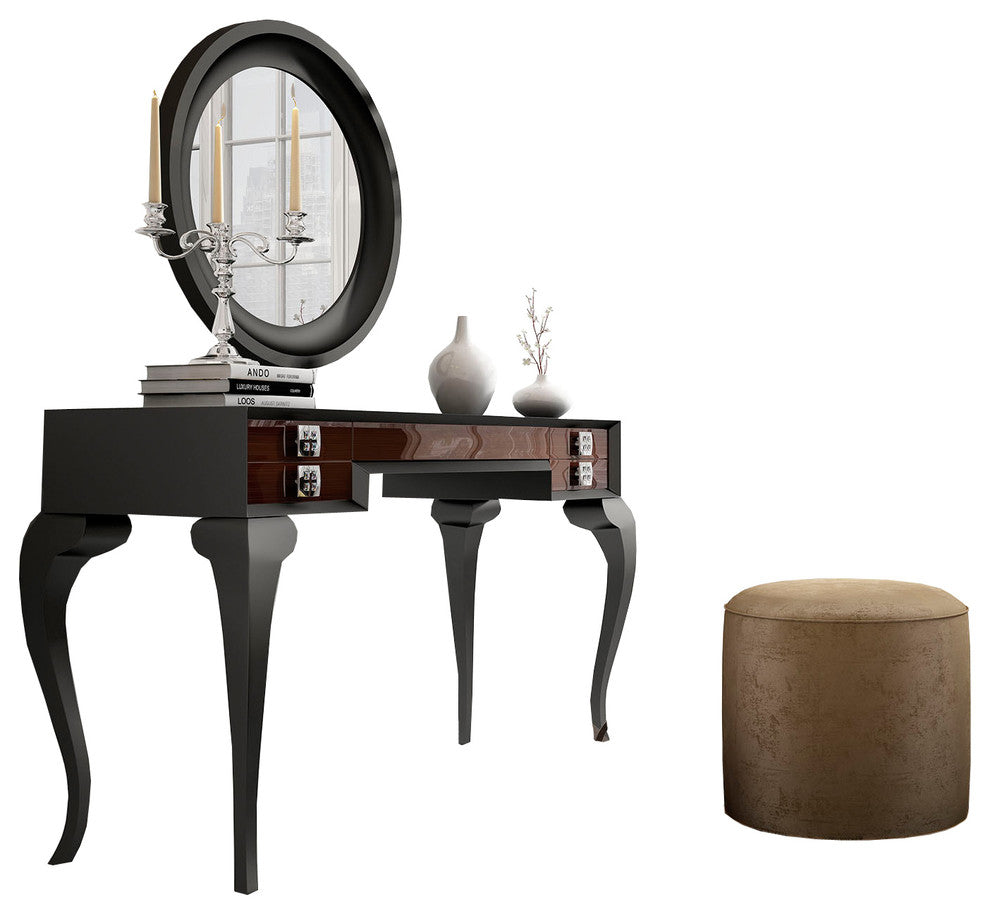 T16 Bedroom Make-up Vanity 55", Black and Brown, Matte Finish