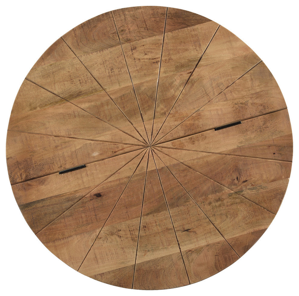 Parquet Handcrafted Modern Industrial Mango Wood and Iron Coffee Table