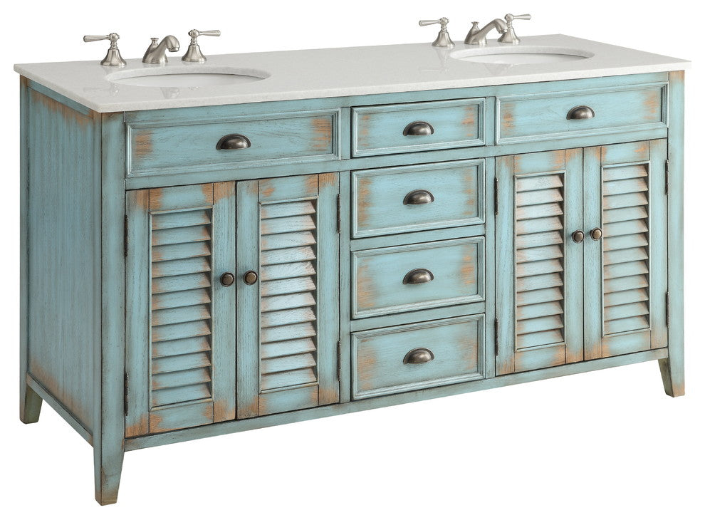 60" Abbeville Rustic Blue Double Sink Vanity