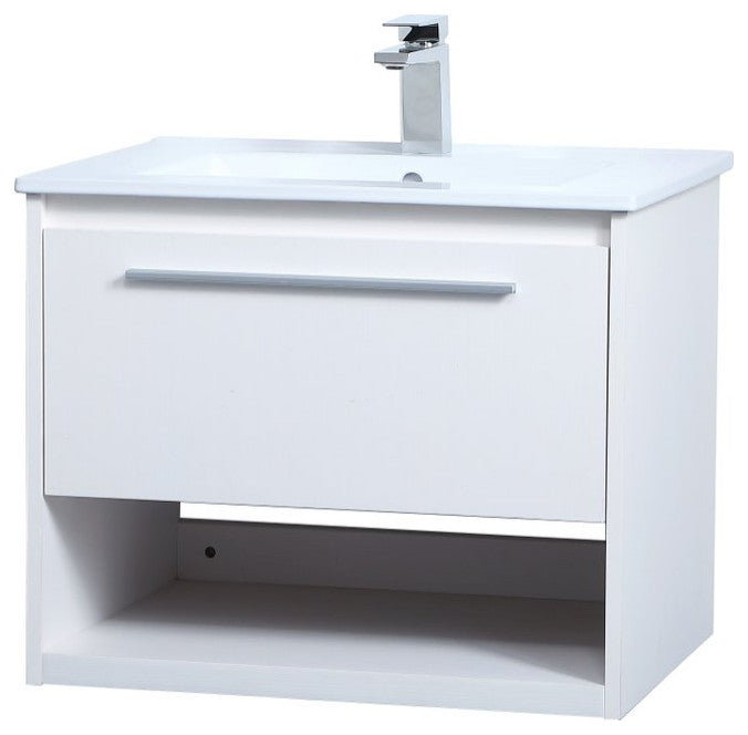 24" Single Bathroom Floating Vanity, White
