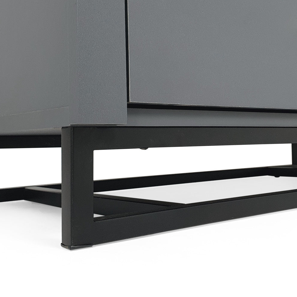 GDF Studio Modern 4-Drawer Wood Dresser With Iron Base, Charcoal Gray/Black