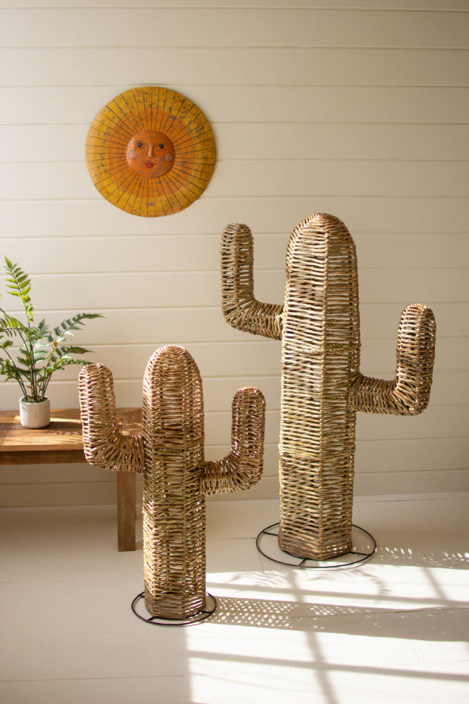 Kalalou A6329 Set Of Two Woven Seagrass Cacti
