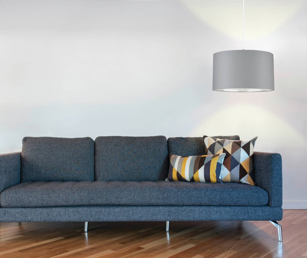 Maserlo - 1-Light Pendant - Satin Nickel, Gray/Silver Shade