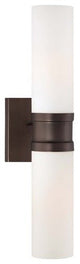 2-Light Wall Sconce, Copper Bronze Patina With Etched Opal Glass