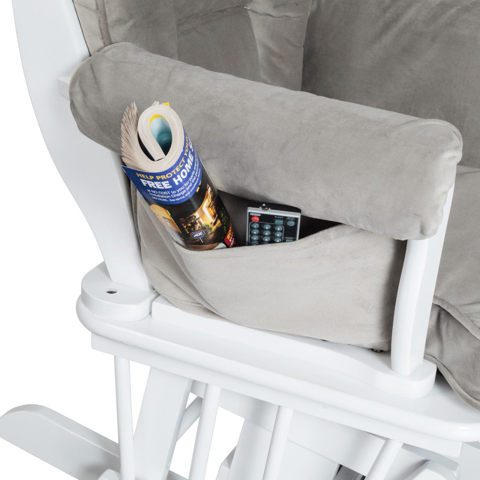 Sleigh Glider with Ottoman, White
