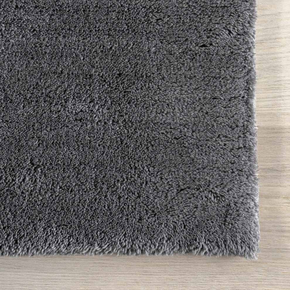 Gaia New Zealand Wool Shag Area Rug, Dark Grey 5' x 8'