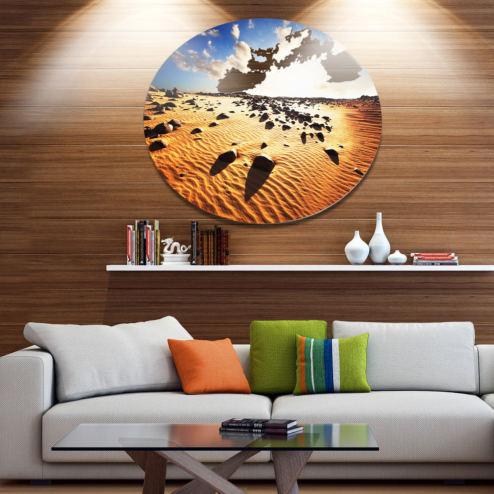 Beautiful Rocky Sand Desert, African Landscape Round Wall Art, 23"