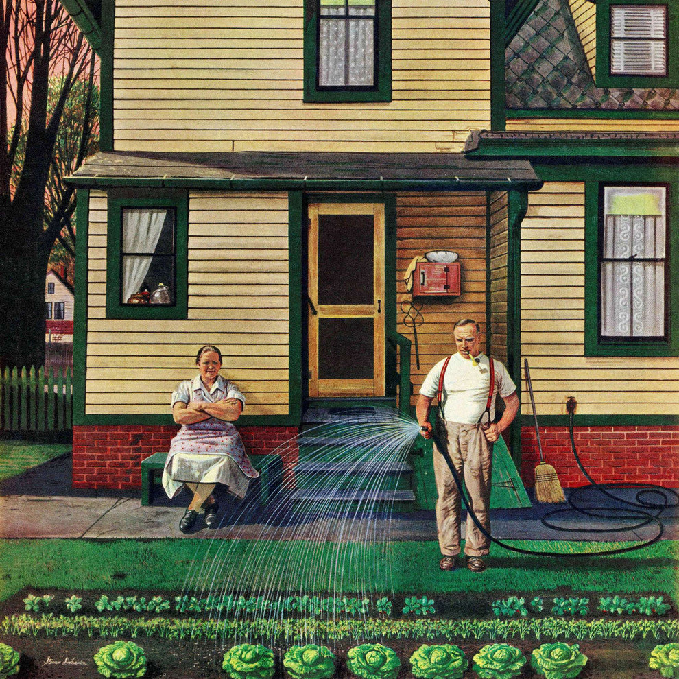 "Tending the Garden" Painting Print on Canvas by Stevan Dohanos