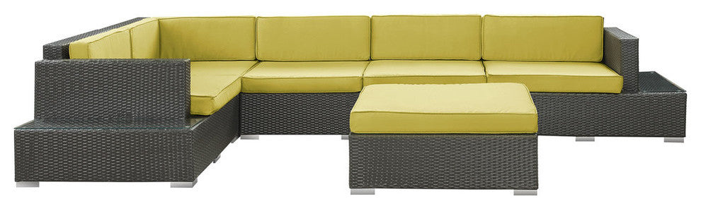 Modern Outdoor Patio Rattan and Wicker 6-Piece SetSectional Set, Peridot