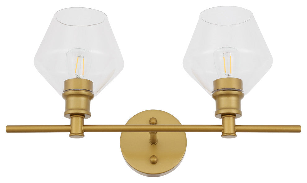 Brass Finish And Clear Glass 2-Light Wall Sconce