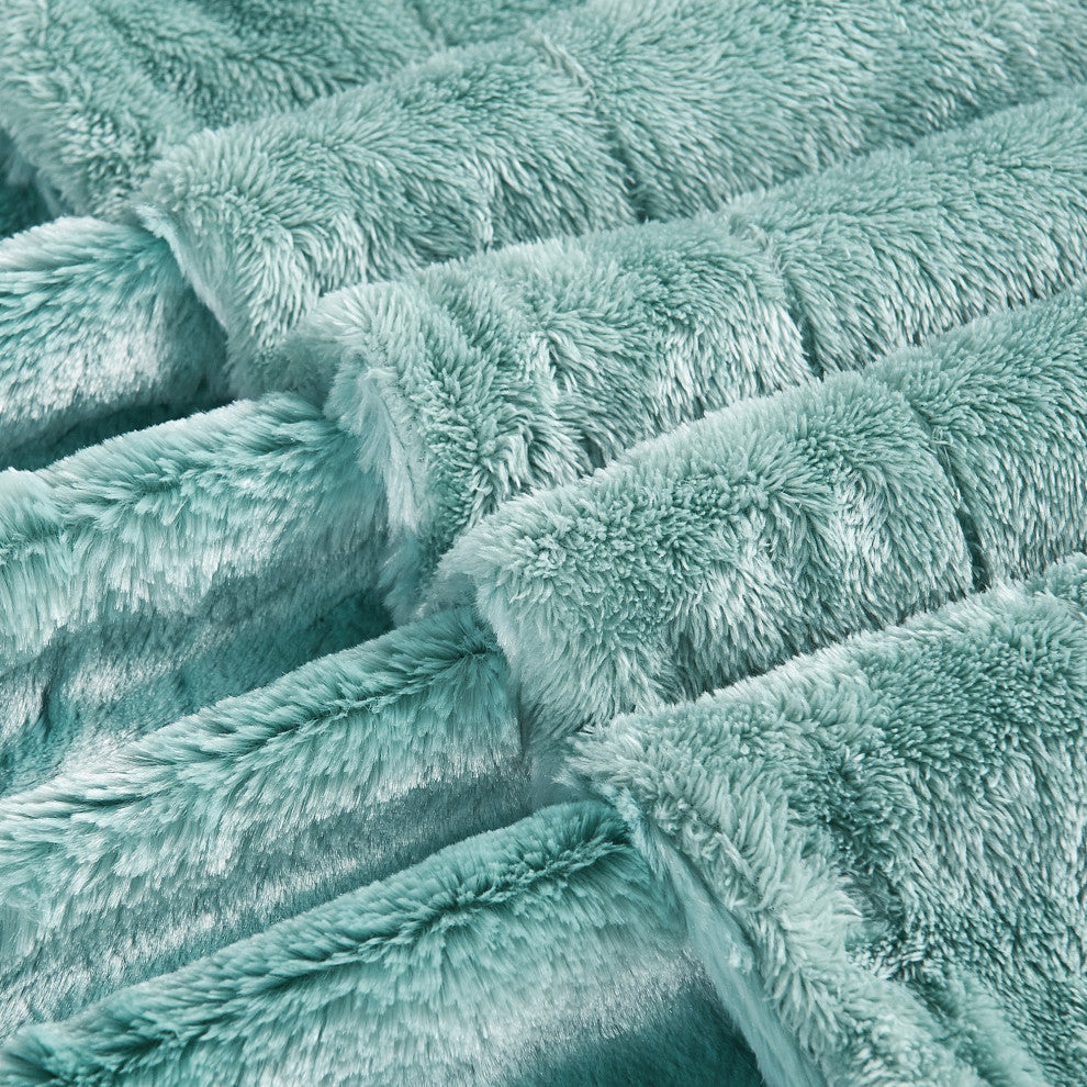 Plain Faux Fur Throw Blanket, Harbor Grey, 50''x60''