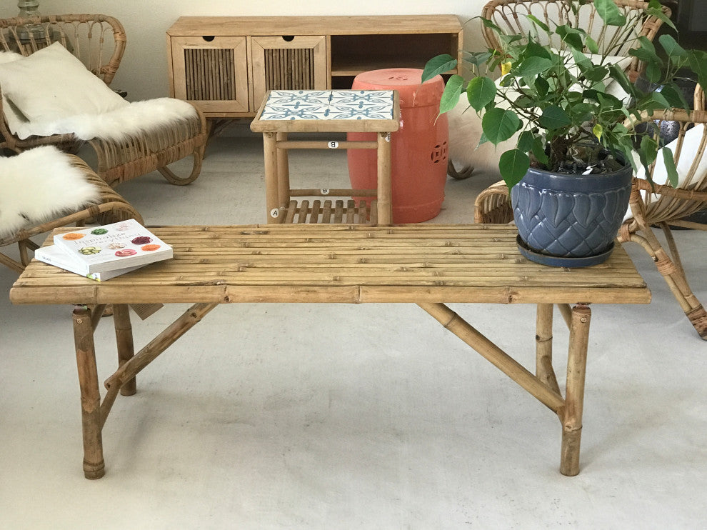 Bamboo Bench With Bamboo Slat Design