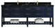 Parker 84" Double Sink Bath Vanity, Navy Blue 2" Calacatta Black
