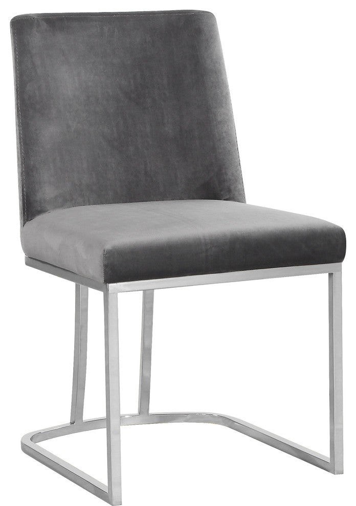 Heidi Black Velvet Dining Chair Set of 2, Gray