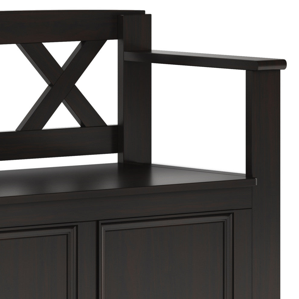 Amherst Solid Wood Small Entryway Storage Bench, Hickory Brown