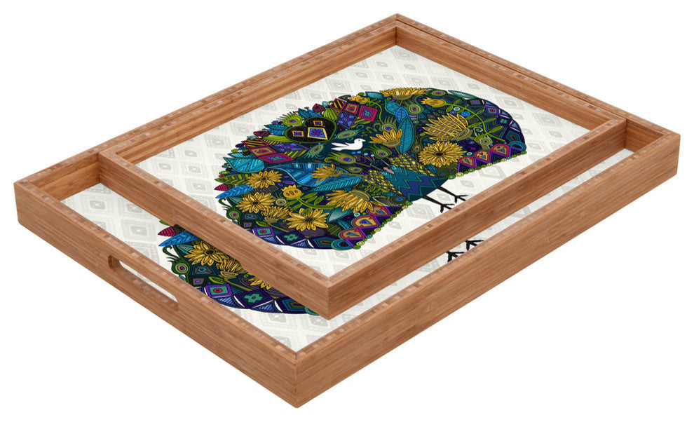Deny Designs Sharon Turner Peacock Garden Rectangular Tray