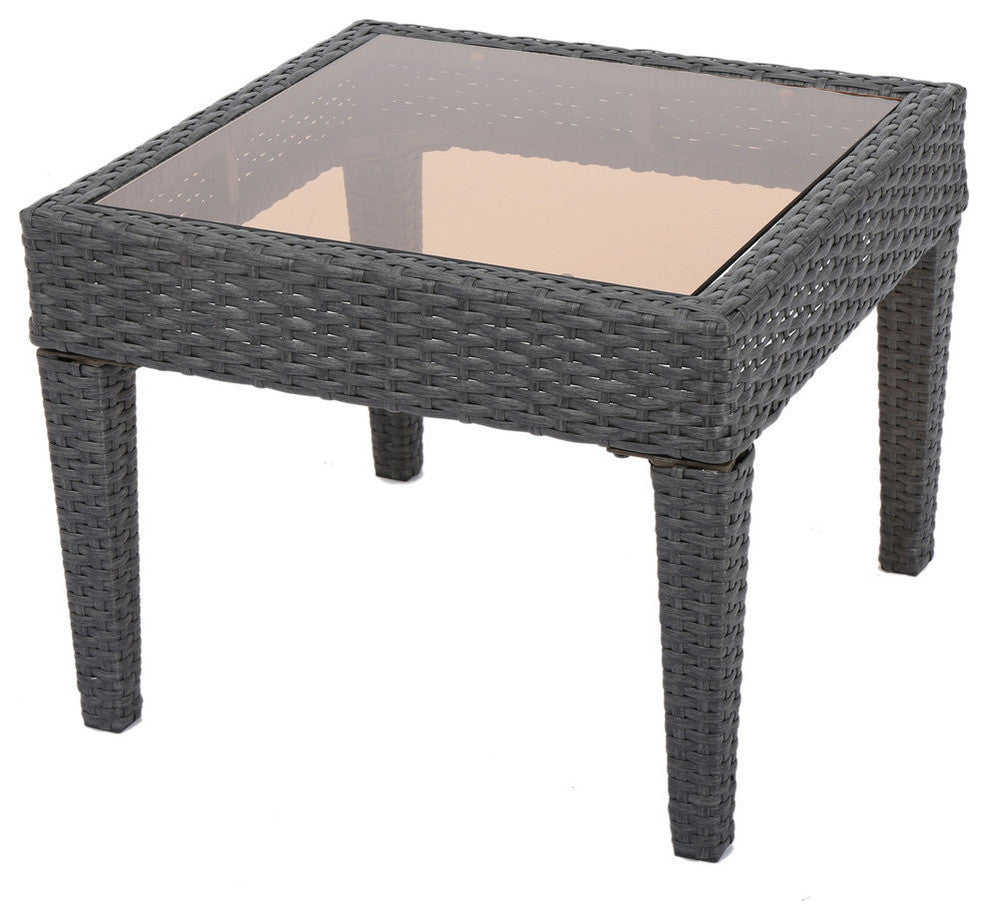GDF Studio Jermaine Outdoor Gray Wicker Accent Table