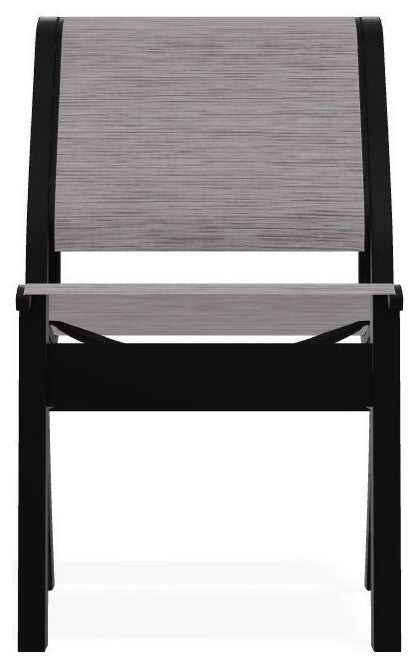 Leeward Sling Stackable Outdoor Dining Chair, Fossil/Black