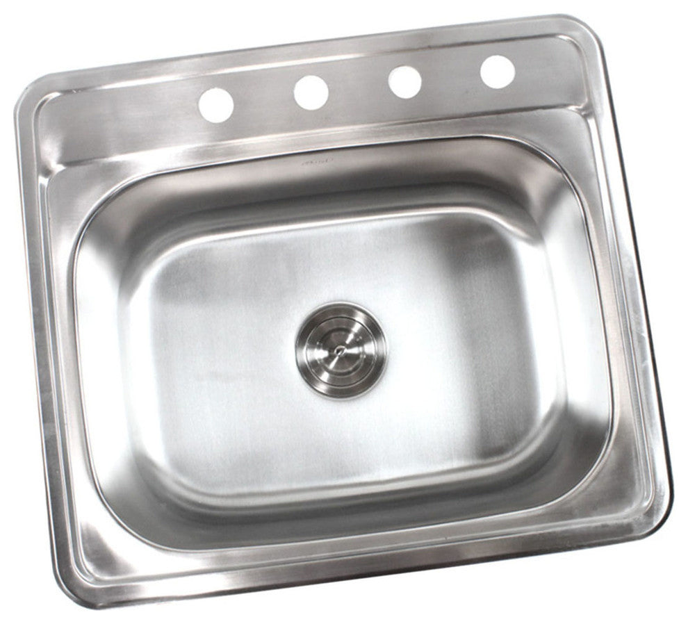 25"x22"x9" Topmount Drop-In Stainless Steel Single Bowl Kitchen Sink Combo